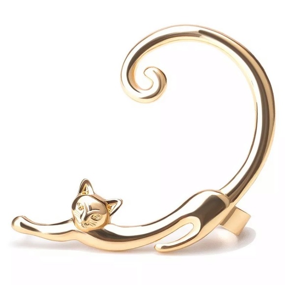Gold Cat Ear Cuff Earring - Picture 2 of 5